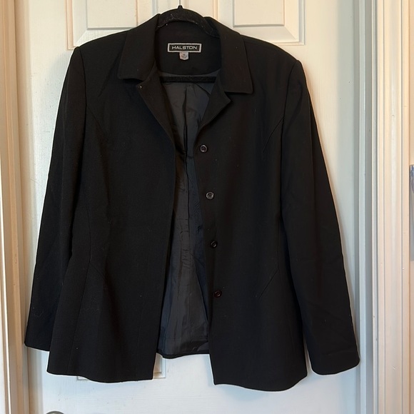Halston vintage wool black blazer size 10 - Picture 1 of 6